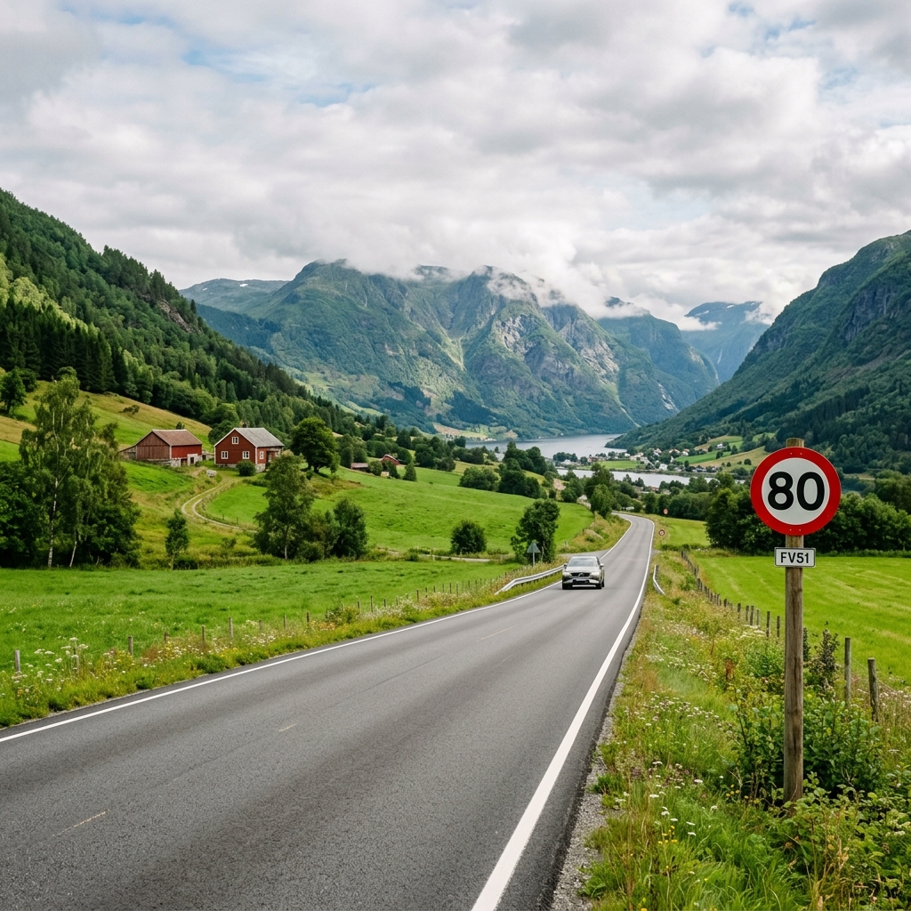 Fartsgrenseskilt på norsk landevei
