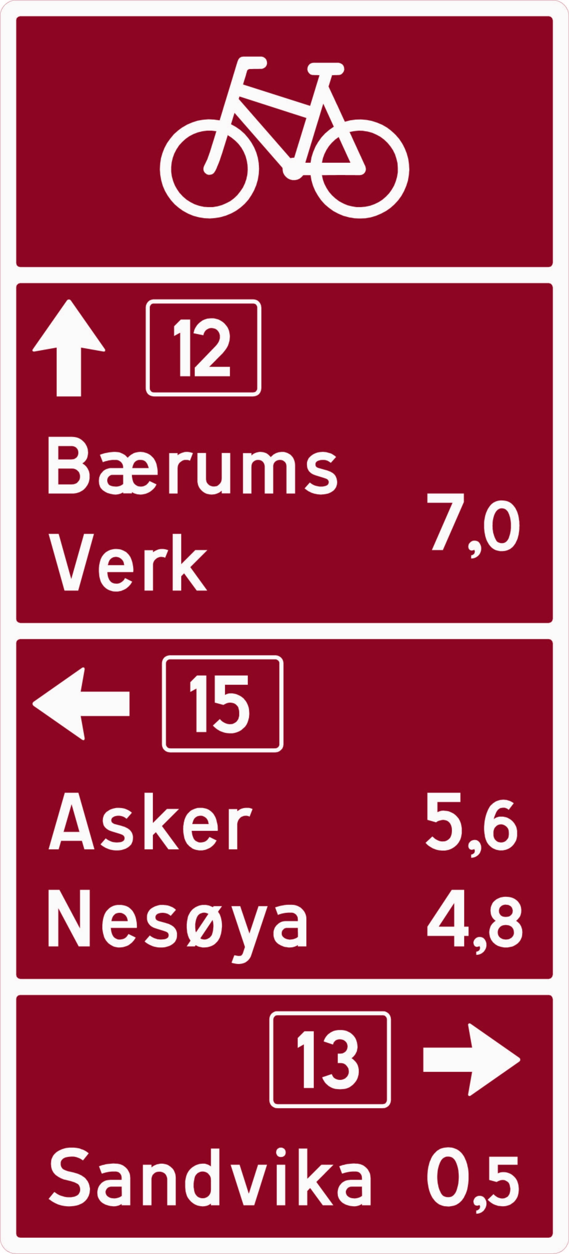 Skilt 753 Tabellvegviser for sykkelrute